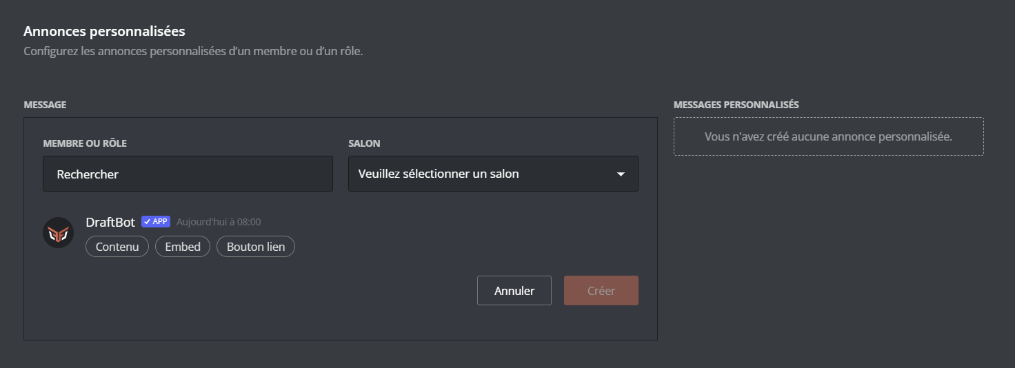 Configurez vos annonces personnalisées en bas de la page d'anniversaire