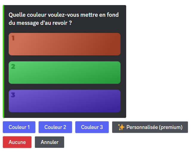Menu configuration couleur de fond