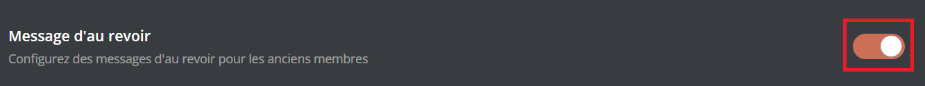 Activer le système messages d'au revoir