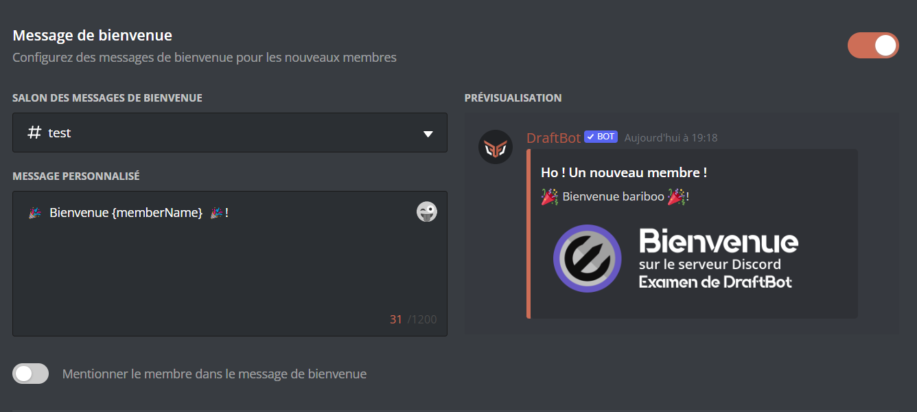Menu de configuration