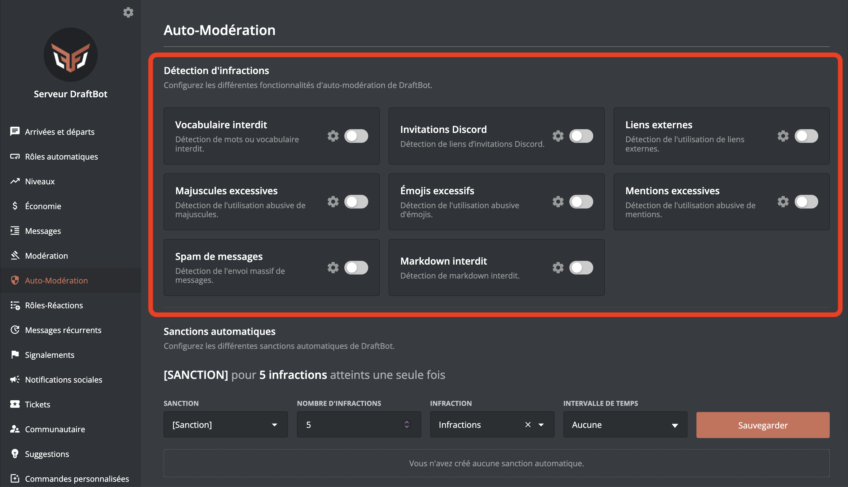 Détection d'infractions via le panel web