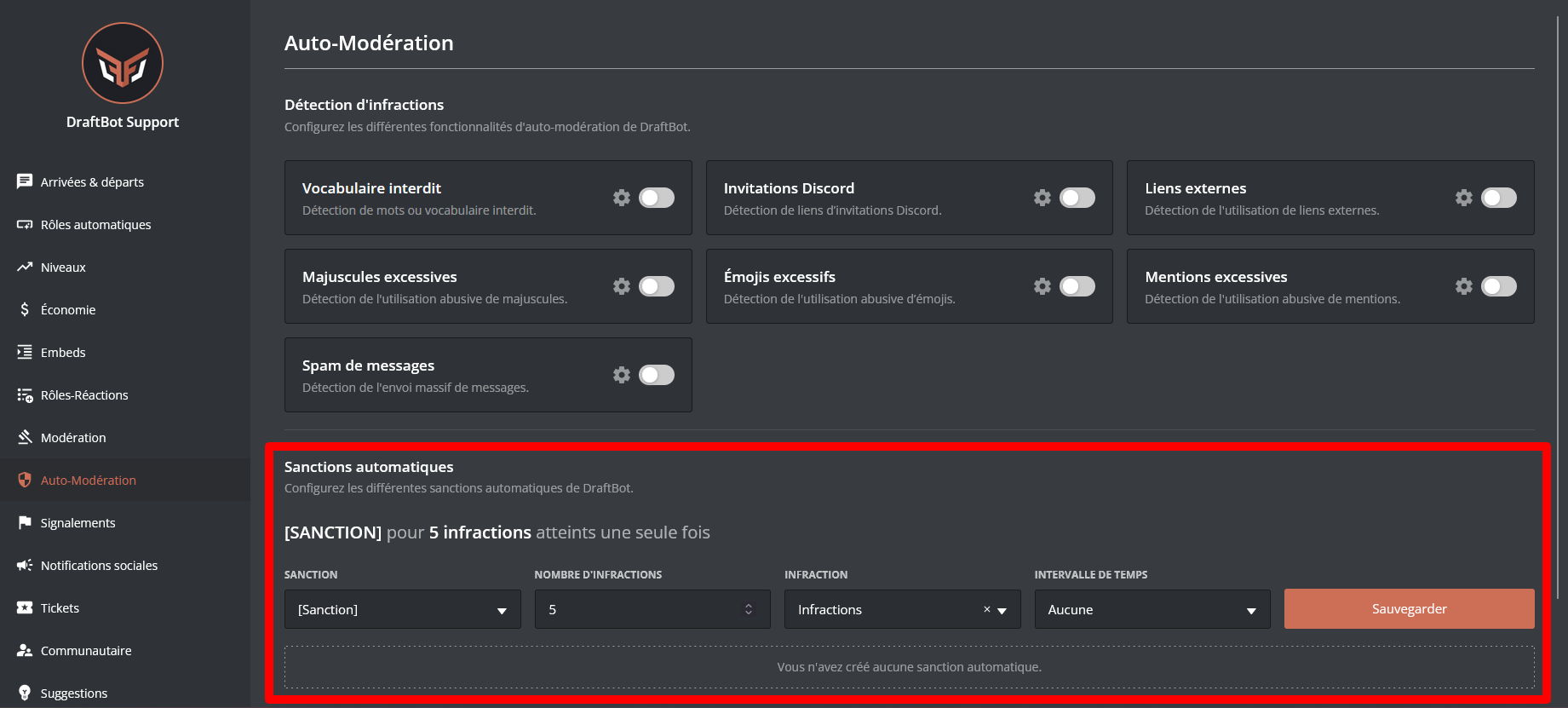 Sanctions automatiques via le panel