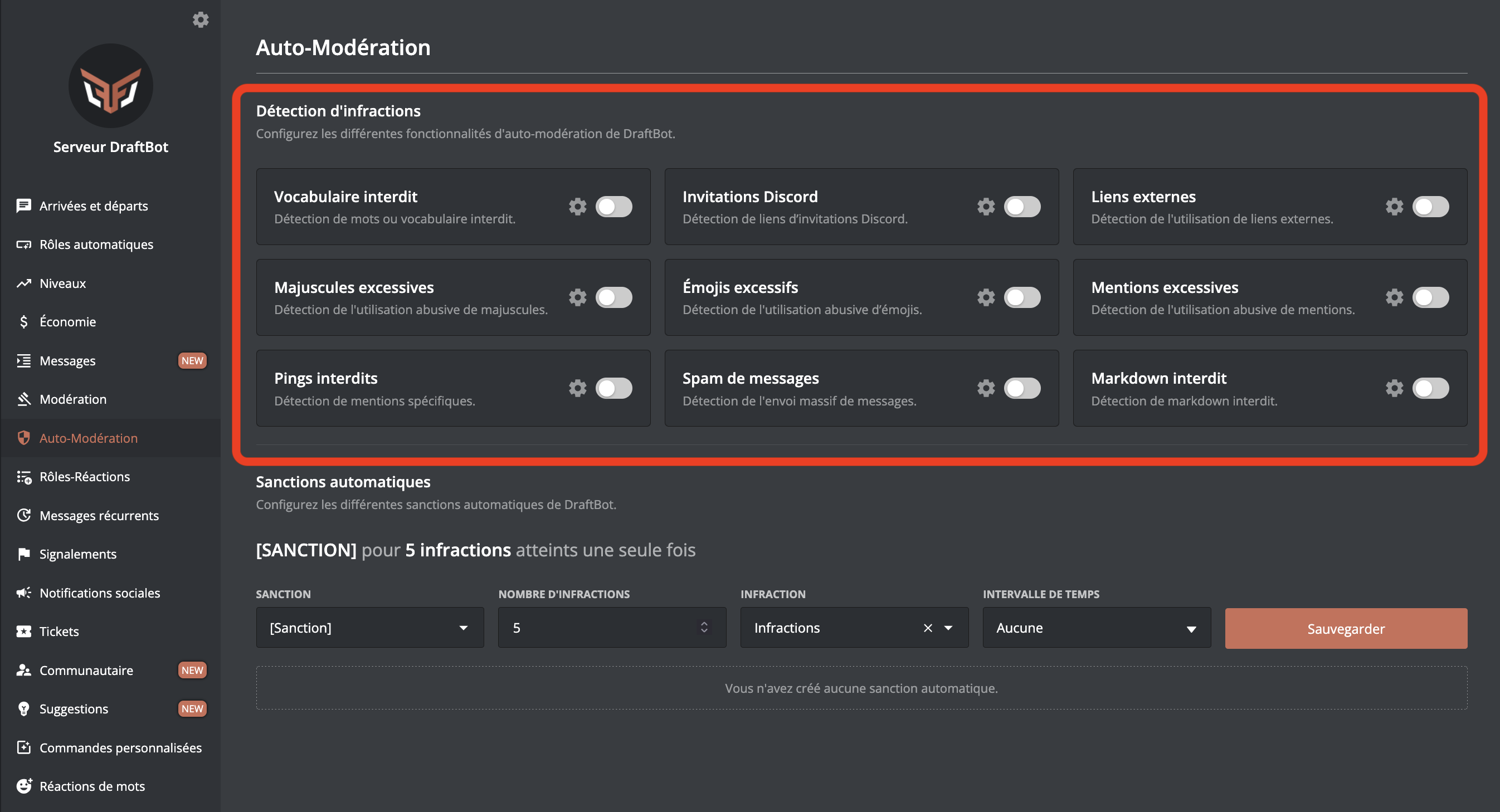 Détection d'infractions via le panel web