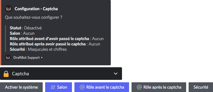 Configuration du captcha