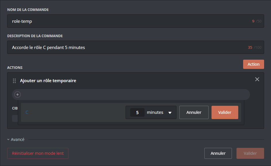 Exemple d'action Ajouter des rôles