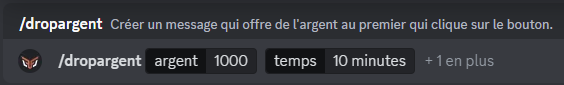 Utilisation de la commande /dropargent