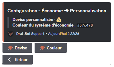 Menu "Personnalisation" via la commande /config
