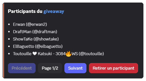 Interface de gestion des participants pour les administrateurs