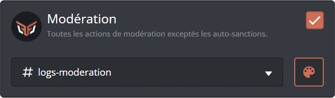Configuration d'un module de log depuis le panel