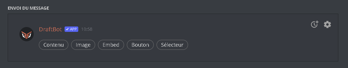 Menu de départ pour rédiger votre message