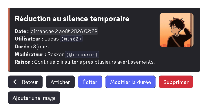 Modifier la durée d'une sanction active