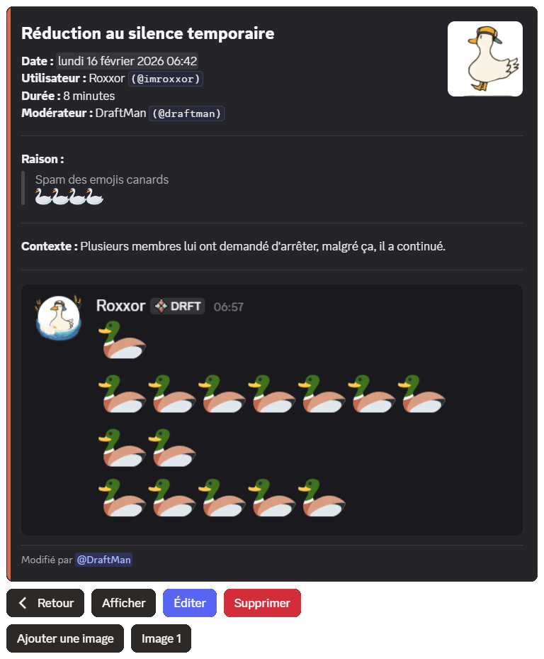 Détails d'une sanction