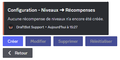 Menu "Récompenses de niveau" via la commande /config
