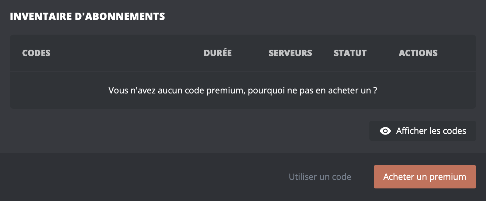 Aperçu de l'inventaire