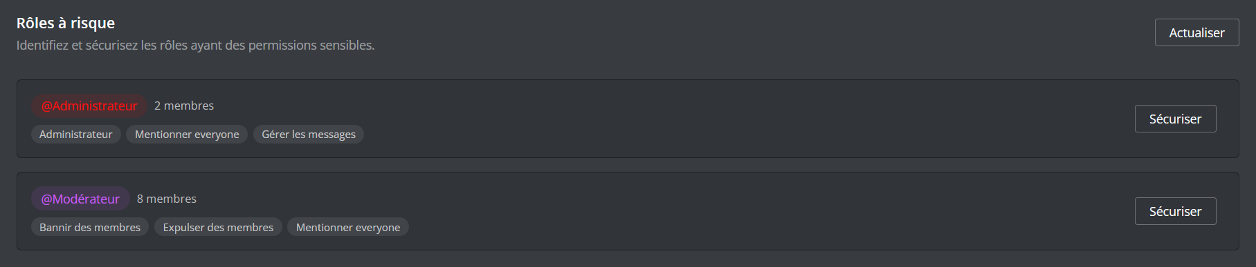 Aperçu d'un rôle à risque