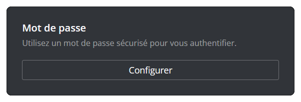 Configuration de la sécurité par mot de passe