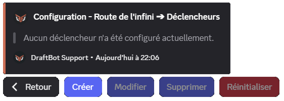 Menu "Déclencheurs" via la commande /config