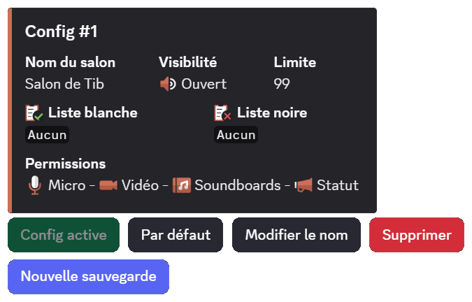 Menu d'une sauvegarde