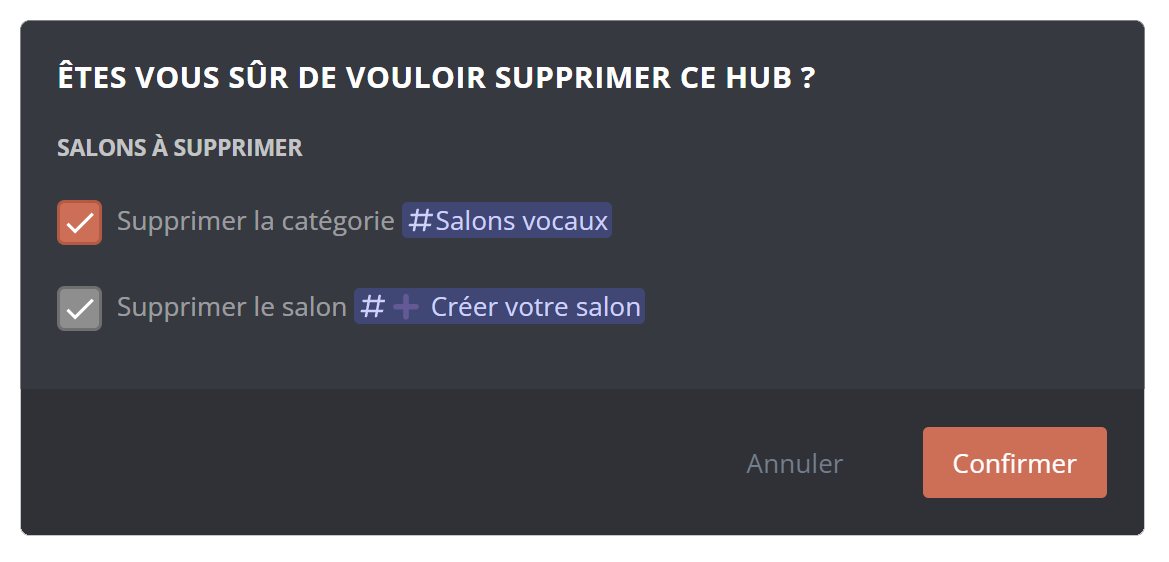Message de confirmation