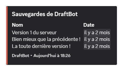 Liste de toutes les sauvegardes effectuées