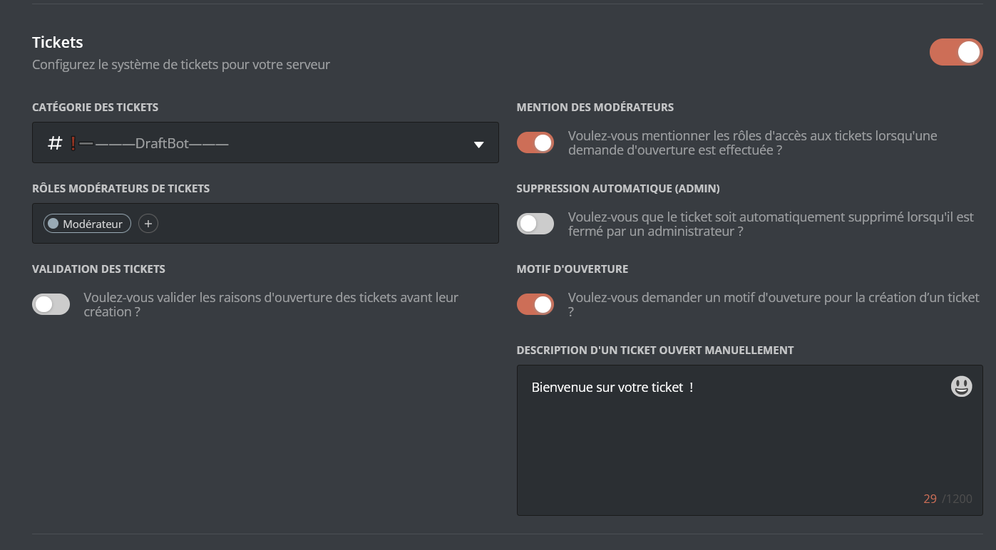 Menu de configuration