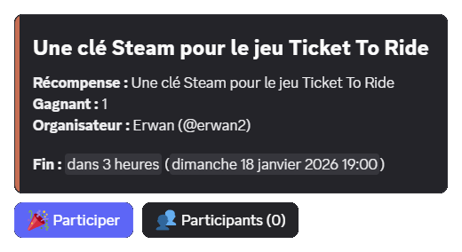 Giveaway avec un organisateur défini