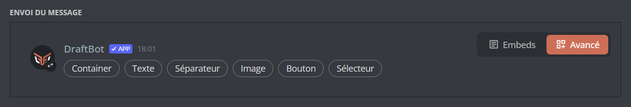L'éditeur de message en mode Avancé
