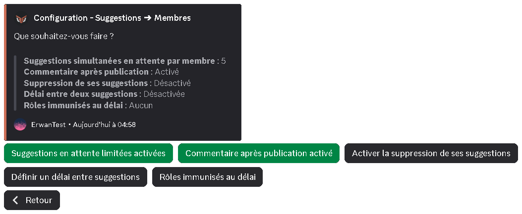 Menu "Membres", via la commande /config