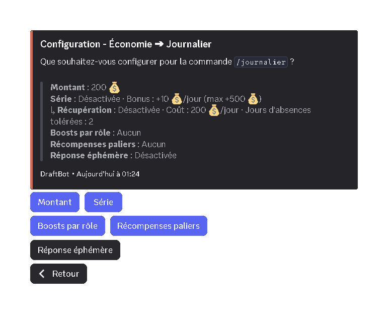 Configuration via la commande /config
