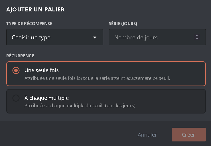 Configuration du système de paliers