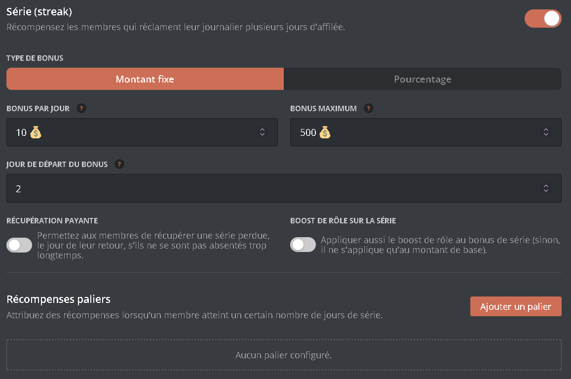 Configuration du système de série