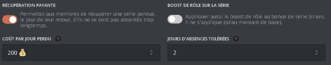 Configuration de la restauration de la série