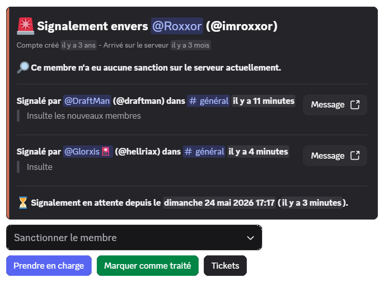 Message de signalement