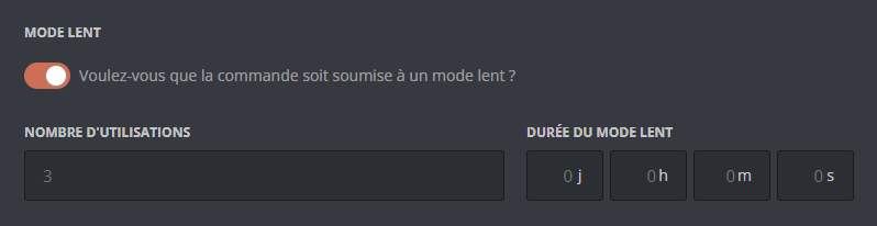 Le Panel offre une interface intuitive pour régler le mode lent.