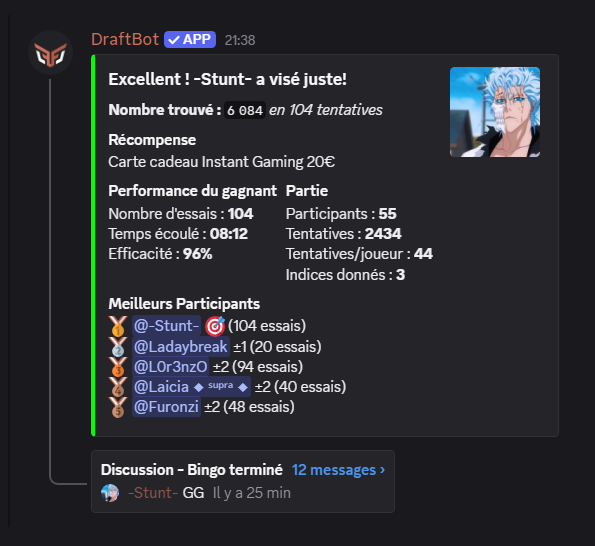 Message de victoire